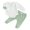 thumbnail image 1 of Baby Boys Pants Set  Long Sleeve Contrast Color Romper with Pants, 1 of 8