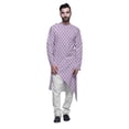 thumbnail image 1 of Atasi Indian Asymmetric Party Wear Kurta With White Churidar Pajama Set For Men, 1 of 3