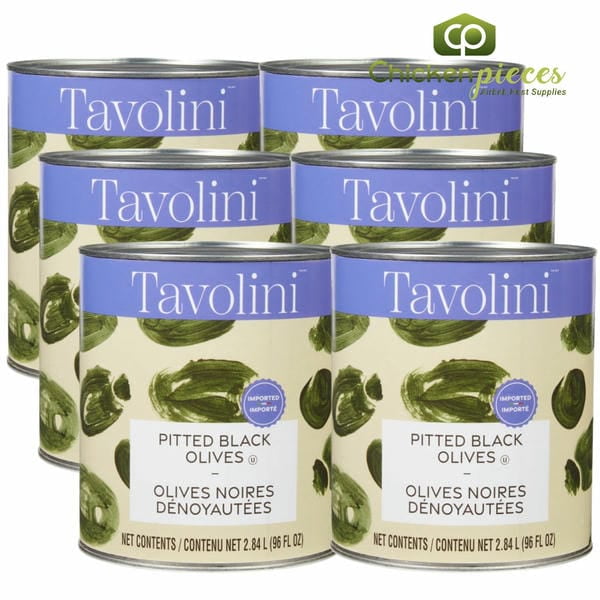 Tavolini Olives Noires Mûres Tranchées, Tranches d'Olive Dénoyautées de Qualité Supérieure pour Pizza et Salades, Boîte de 100 oz (2,84 L)