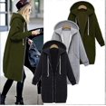 thumbnail image 1 of Veste à Capuche Longue en Polaire à Fermeture Éclair pour Femmes Grande Taille, 1 of 5