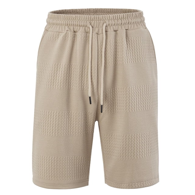 asjyhkr Mens Workout Shorts Ribbed Drawstring Elastic Waisted Shorts with Pockets Stretch Gym Beach Shorts