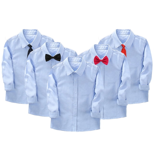Nmmacb Chemise Habillée à Manches Longues pour Garçons, Col Boutonné, avec Cravate, 2-14 Ans