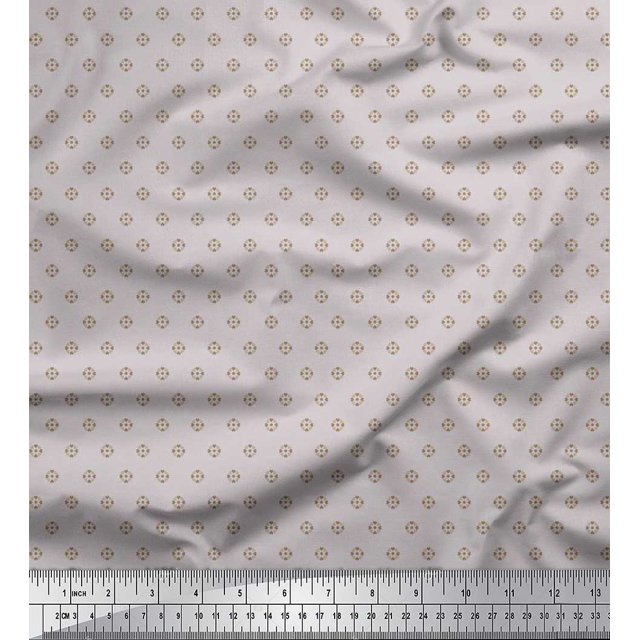 Soimoi Poly Georgette Fabric Dot & Heart Shirting Print Fabric by The Yard 52 Inch Wide