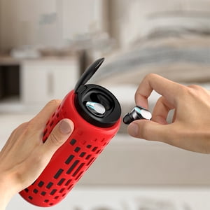 Ecouteurs Bluetooth, Ecouteurs audio Bluetooth à l'extérieur en un seul éclairage Rgb cool, Téléphones sans fil tactiles et haut-parleur, Rouge