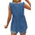 thumbnail image 4 of Timegard Tank Tops for Women Ruffle Sleeveless V Neck Tunic Tops Casual Summer Fashion Solid Color, 4 of 7