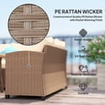 thumbnail image 4 of Outsunny 6 Pieces Patio Furniture Set, Outdoor Wicker Sofa Set, All Weather PE Rattan Conversation Furniture, with Strip Wood Grain Plastic Coffee Table & Cushions, Khaki, 4 of 10
