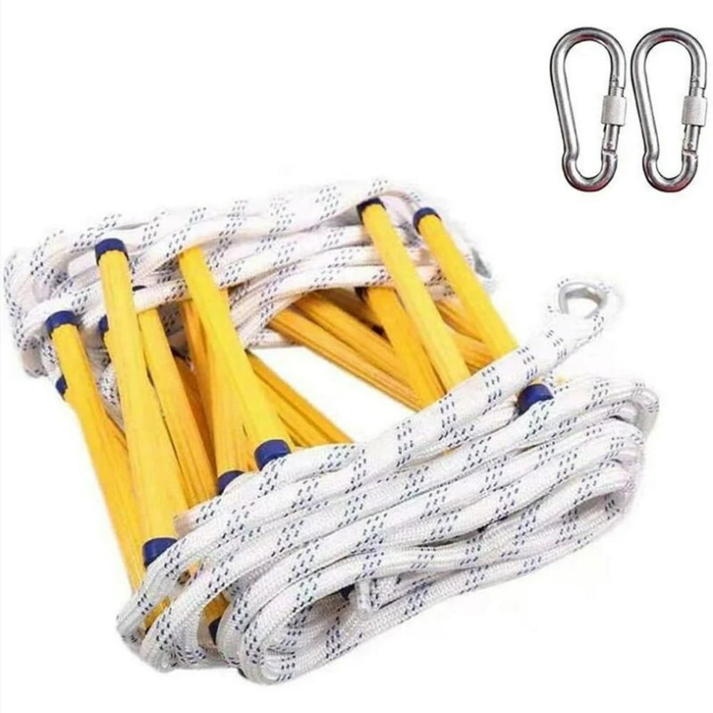 SNNROO Fire Escape Rope Ladder Flame Resistant Fire Safety Ladder with 2 Carabiners - 3 M