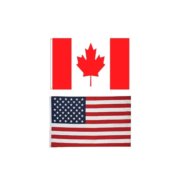 Canada Ensemble de Drapeaux du et des États-Unis (Lot de 2) (3 par 5 Pieds)