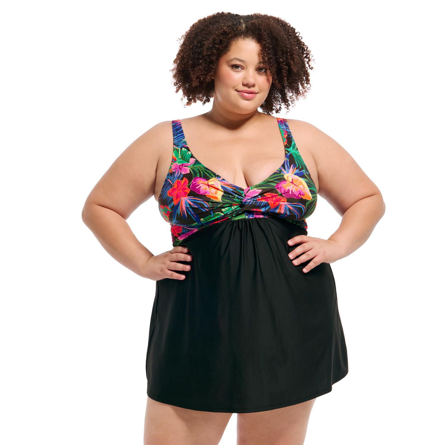 Krista Plus Maillot-robe Une-pièce pour Femme avec Bonnets D et Torsade, Bretelles Ajustables à Deux Sens