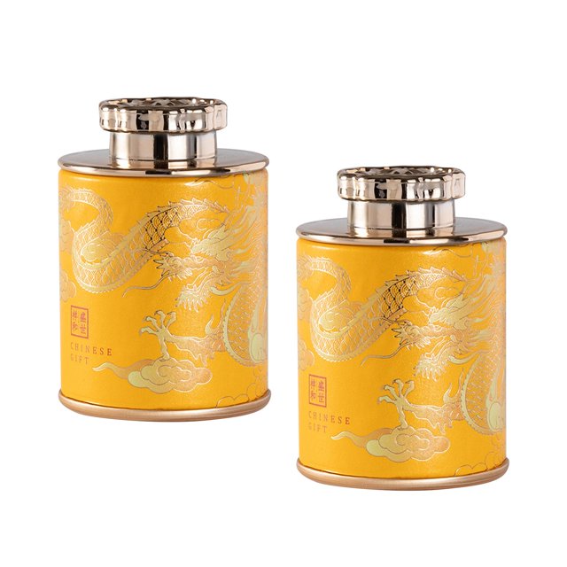 jifeng 2 Pieces Paper Cereal Container Biscuit Jar Tea Jar for Living Room Bar Home Gold