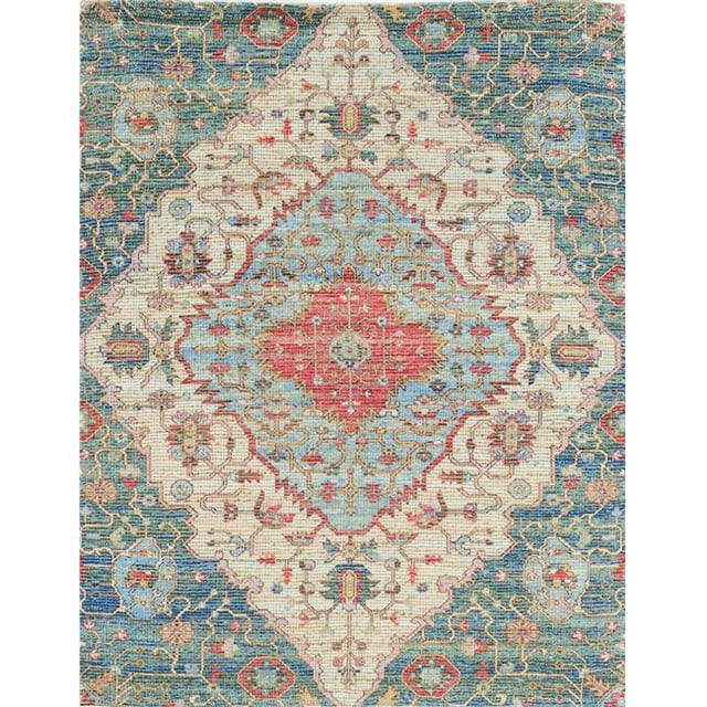 HomeRoots 353627 3 ft. 3 in. x 5 ft. 3 in. Jute Blue & Red Area Rug