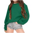 thumbnail image 2 of lcziwo Chandail pour Enfants à Col Rond, Chandail de Base Uni pour Enfants, Tunique Décontractée Oversize à Épaules Tombantes à Manches Longues, Mode Automne Hiver Sans Capuchon Vert, 9 Ans, 2 of 4