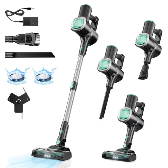 Aspirateur Sans Fil, Prettycare Aspirateur-Balai Sans Fil Léger pour Poils d'Animaux, Tapis, Plancher, WC02