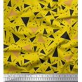 thumbnail image 1 of Soimoi Yellow Poly Georgette Fabric Dot,Zig Zag & Triangle Geometric Printed Craft Fabric by the Yard 52 Inch Wide, 1 of 1