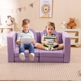 thumbnail image 2 of Gymax Canapé Modulable pour Enfants 8 Pcs avec Housse en Suède Mousse Haute Densité Violet, 2 of 10