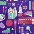 thumbnail image 1 of oneOone Rayon Purplish Blue Fabric Kids Craft Projects Decor Fabric Printed By The Yard 56 Inch Wide, 1 of 4