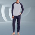 thumbnail image 2 of GDREDA Men's Home Clothes Mens Soft Home Solid Color Shirt Pants Pajama Set Home Service Two Piece Set Men's Pajama & Loungewear Navy,S, 2 of 4