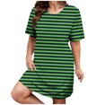 thumbnail image 2 of UPPADA Robe T-Shirt d'Été Décontractée pour Femme Grande Taille Sans Manches Évasée avec Poches Col Ras du Cou Plissée Robe Débardeur Coupe Ample Boho Plage Robes d'Été Vert,XXXXXL, 2 of 7