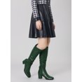 thumbnail image 4 of BLISSFUL STEP Halloween Women's Knee High Boots Square Toe Slouch Chunky Heel Dark Green 7, 4 of 6