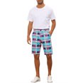 thumbnail image 2 of INSPIRE CHIC Men's Shorts Plaid Pattern Straight Fit Comfort Flat Front Checked Shorts 38 Blue Red, 2 of 6