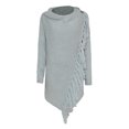 thumbnail image 4 of Women Stripes Poncho Fall Tassels Slash Gradient Shawl Hem Fringe Loose Sweater, 4 of 8