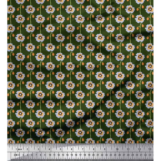 Soimoi Rayon Fabric Artistic Floral Decor Fabric Printed Yard 56 Inch Wide