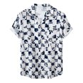 thumbnail image 1 of Chemise en Denim Homme Décontractée Boutons Plage Imprimé Floral Non Positionné Col Rabattu Chemise à Manches Courtes Blouse, 1 of 1