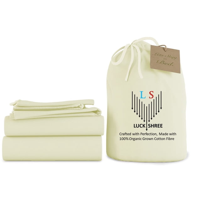 Full Size Organic Cotton Sheet Set- 700-Thread-Count 100% Organic - 10" Deep Pockets 700TC Organic Sheets - Ivory