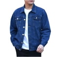 thumbnail image 2 of DecSea Veste en Denim pour Homme Décontractée Coupe Régulière Boutonnée à Manches Longues Veste Camionneur en Jean, 2 of 7