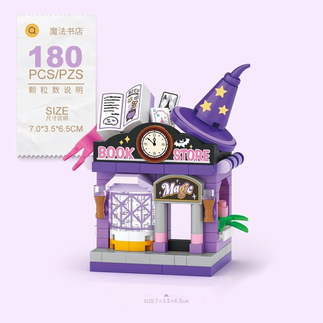 Nouveau Carrousel de Parc d'Attractions Navire Pirate Grande Roue Jeu d'Halloween Vue de Rue Kit de Blocs de Construction Modèle de Briques pour Fille Jouet pour Enfants, Sac opp 180 Pcs, Minibricks