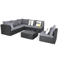 thumbnail image 2 of Costway 7 PCS Patio Rattan Sofa Set Sectional Conversation Furniture Set Garden Outdoor Gray, 2 of 10