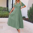 thumbnail image 2 of HXWCHs Robe Nuisette Femme Fluide Col en V Taille à Nouer Robe d'Été Décontractée Confortable Plage Évasée Maxi pour la Saison du Printemps Vert m, 2 of 7
