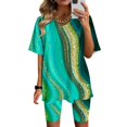 thumbnail image 1 of Ensembles Assortis pour Femmes Mode Blouse à Col en V T-Shirts à Manches Courtes Shorts Ensembles de Tenue Décontractée Ensembles Deux Pièces pour Femmes en Liquidation, 1 of 4