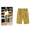 thumbnail image 2 of DPTALR Women's Summer Solid Five Points Large Size Cotton Linen Pants Casual Pants, 2 of 3