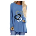 thumbnail image 1 of T-shirts à Manches Longues pour Femmes Time And Tru Mode Femme Décontractée Imprimé Col Rond Ample T-Shirt à Manches Longues Haut Blouse Chandail, 1 of 6