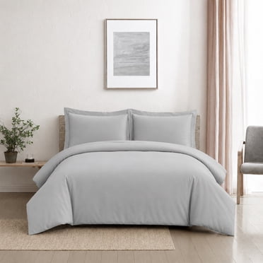 Swift Home Ultra Soft Solid Duvet Cover Set, Queen, Light Grey