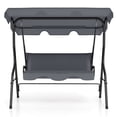 thumbnail image 2 of Costway Patio 3 Seats Canopy Swing Glider Hammock Steel Frame Cushioned Backyard Grey, 2 of 10