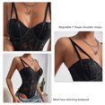 thumbnail image 1 of Body en Dentelle Gainant Body 2 Tasses Réglable Bretelles en Y Lingerie une Pièce, 1 of 6