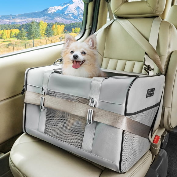Petsfit Transporteur de Voyage pour Grands Chats (jusqu'à 20 Lb), Transporteur pour Chien et Auto à Parois Souples avec Boucle Brevetée et Rembourrage Doux, Idéal pour Voiture et Route