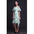 thumbnail image 4 of Bimba Blue Bird Print Cold Shoulder Women Swing Tunic Flutter Sleeve Midi Dress - X-Large, 4 of 6