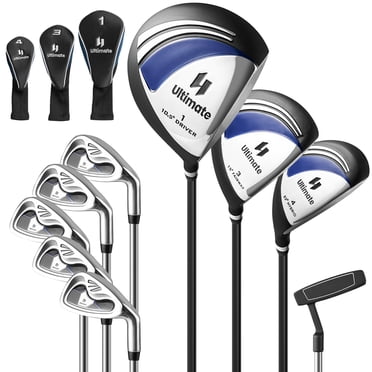 Costway 9 PCS Men's Complete Golf Club Set Right Handed with 460cc Alloy Driver Irons Navy