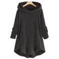 thumbnail image 2 of Womens Cardigan Plus Size Button Plush Tops Hooded Loose Cardigan Wool Coat Winter Jacket Navy Xl, 2 of 5