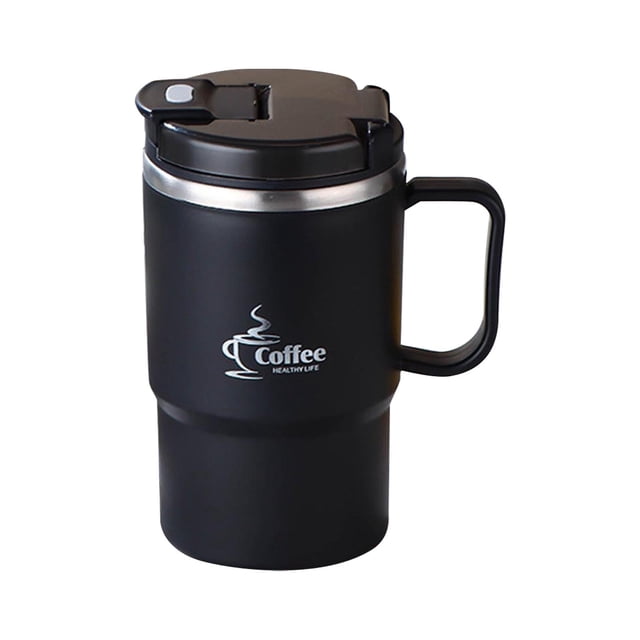 Stainless Steel Mug With Handle And Lid 550 ml Double-Walled Vacuum Insulated For Home Office Water Coffee