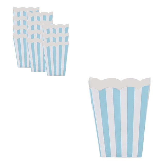 yulier 12 Pcs Popcorn Boxes, Striped Disposable Paper Popcorn Boxes Mini Popcorn Containers Dinnerware Party Supplies for Wedding Birthday Christmas