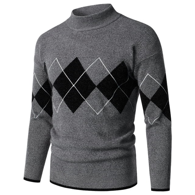 EGNMCR Chandails à Col Roulé pour Hommes, Col Montant, Chandail Mode à Manches Longues, Demi-Col Montant, Cadeaux pour Hommes