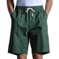 thumbnail image 1 of Birdeem Mens Solid Fashion Casual Cotton Drawstring Elastic Waist Half Shorts Pants, 1 of 12