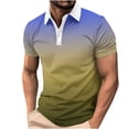 thumbnail image 3 of HVOBTTY Mens Summer Soft Versatile Pullover Fashion Casual Gradient Color Lapel Button Short Sleeve Loose Breathable Daily Base Shirts Brown, S, 3 of 5
