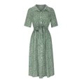 thumbnail image 4 of FcBaudy Robe à Manches Courtes à Col Rabattu Longueur Genou, Robes d'Été pour Femmes, Robes pour Femmes Robe d'Été Bohème à Imprimé à Manches Courtes avec Boutons et Bandage Longueur Genou Robe Femme, 4 of 8