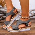thumbnail image 2 of Sandals for Women, Wedge Heel Roman Style, Plus Size Comfortable, Spring Summer Trendy, Thick Sole, Breathable Fabric, 2 of 9