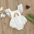 thumbnail image 3 of Fortune Infant Girls Jumpsuits Baby Fly Sleeve Lace Patchwork Embroidery Rainbow Bodysuits, 3 of 9